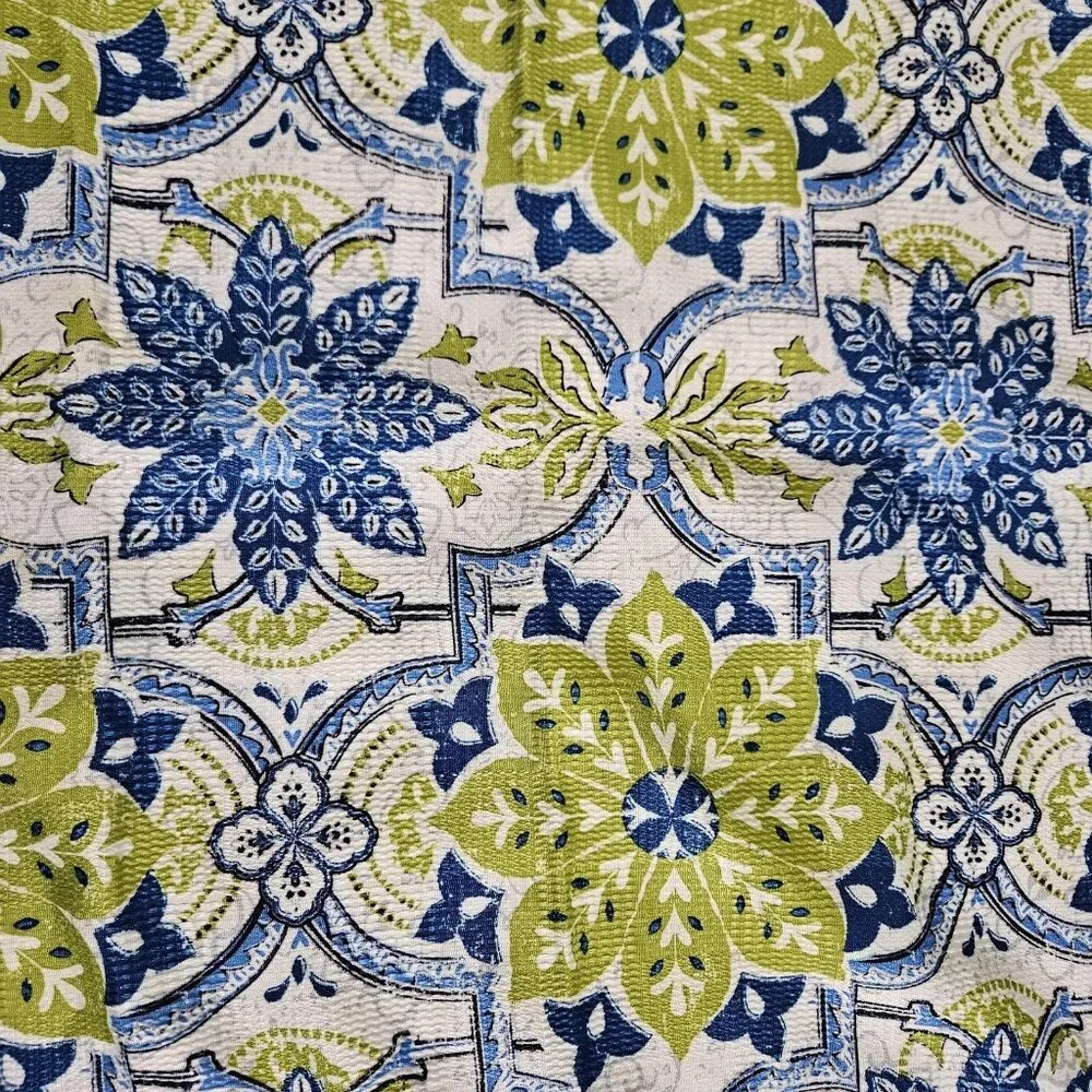 Set 4 Cloth Napkins 18x18 Blue Green Floral Microfiber Mediterranean Tile Table